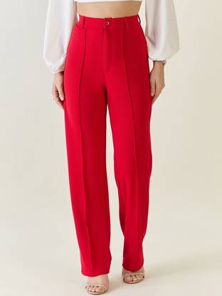 AAYU Regular Fit Women Red Trousers