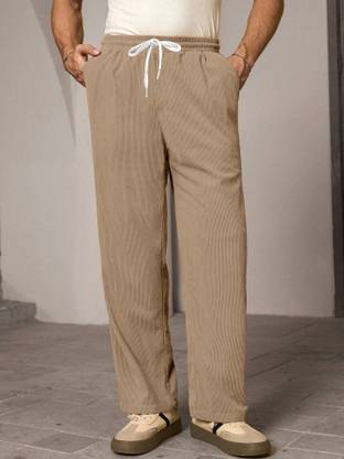 Rajovati Loose Fit Men Cream Trousers