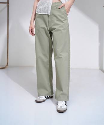 Tokyo Talkies Flared Women Green Trousers