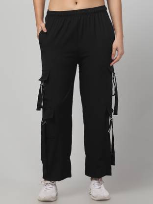 DIAMOND RUBY Solid Women Black Track Pants