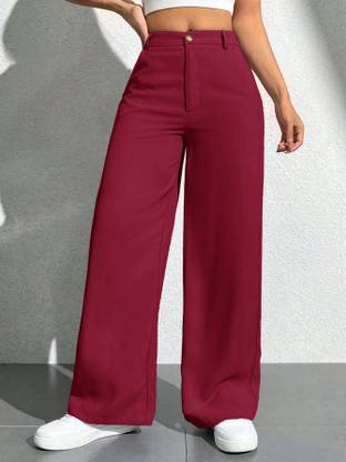 NUCOUTHS the style you love Regular Fit Women Maroon Trousers