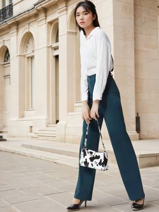 KOTTY Regular Fit Women Dark Green Trousers