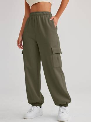 Q-Rious Solid Women Olive Track Pants