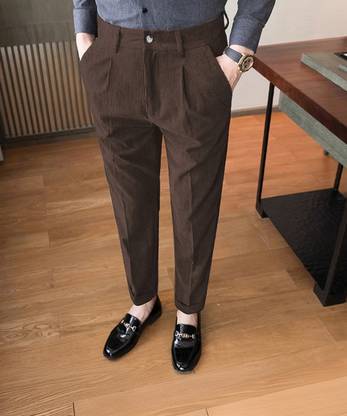 INDICLUB Regular Fit Men Brown Trousers