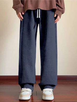 deslizar Loose Fit, Relaxed Men Blue Trousers