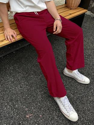 COMBRAIDED Loose Fit Men Maroon Trousers