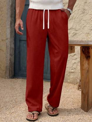 Rajovati Loose Fit Men Orange Trousers