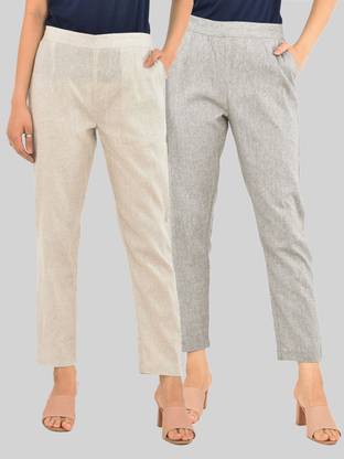 Regular Fit Women Grey Trousers