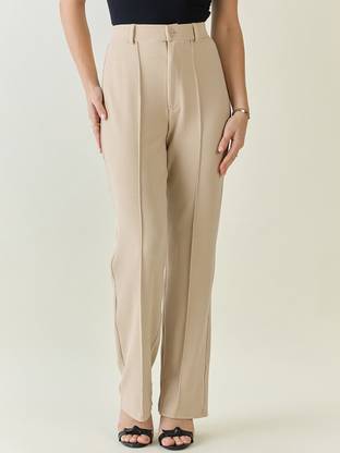 AAYU Regular Fit Women Cream Trousers