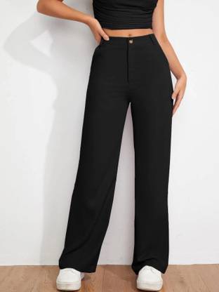 KOTTY Regular Fit Women Black Trousers
