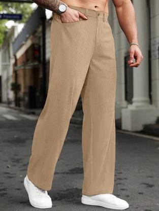 Rajovati Loose Fit Men Cream Trousers