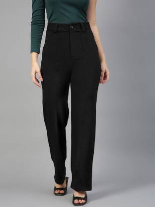 Mehrang Regular Fit Women Black Trousers
