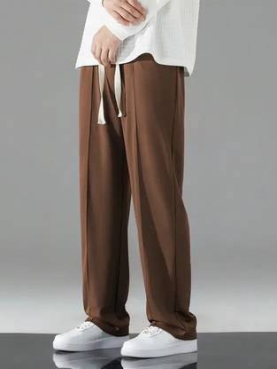 LIBJA Straight Fit Men Brown Trousers