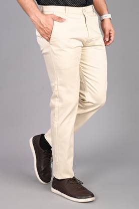 FUBAR Slim Fit Men Cream Trousers