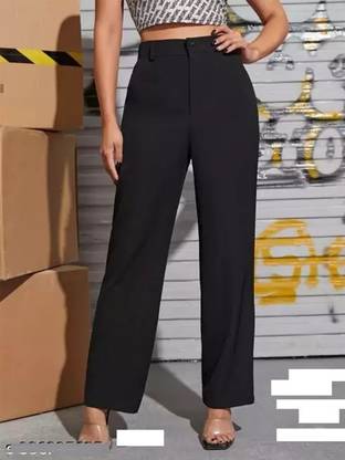 VDTREND Regular Fit Women Black Trousers