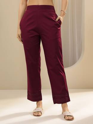 LIBAS Relaxed Women Maroon Trousers