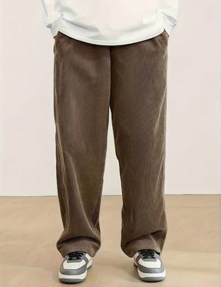 deslizar Loose Fit Men Brown Trousers