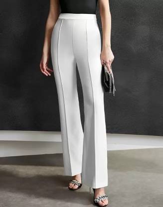 TYKUN Regular Fit Women White Trousers