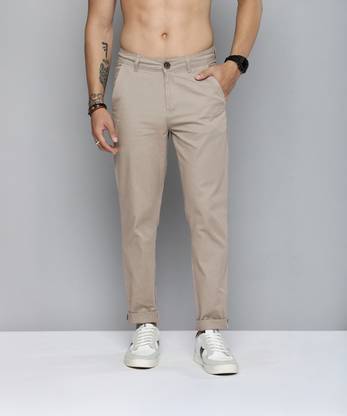 R.Code by The Roadster Life Co. Regular Fit Men Cream Trousers