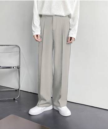 INDICLUB Loose Fit Men Cream Trousers
