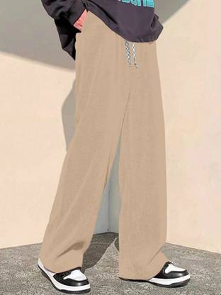 Rajovati Loose Fit Men Cream Trousers