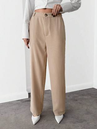 NUCOUTHS Regular Fit Women Beige Trousers