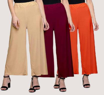 Relaxed Women Beige, Maroon, Orange Trousers