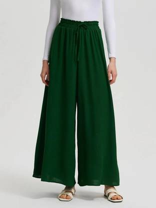 KOTTY Loose Fit Women Dark Green Trousers