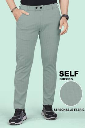 INDICLUB Regular Fit Men Light Green Trousers
