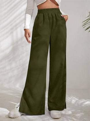 Rajovati Loose Fit Women Green Trousers