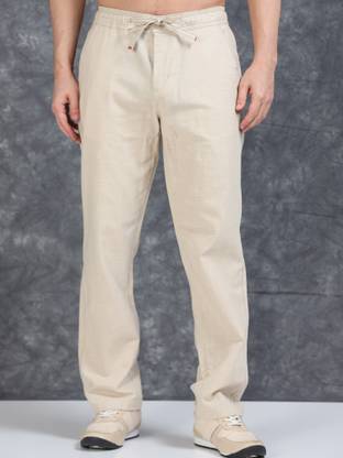 Roadster Relaxed Men Cream Trousers
