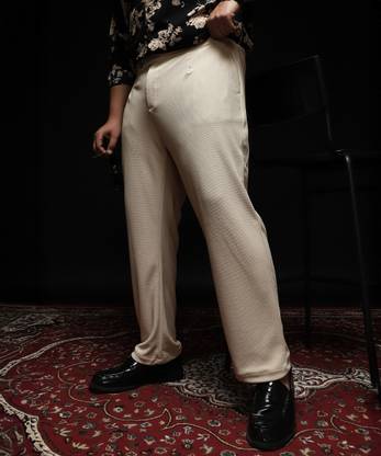 Instafab Plus Regular Fit Men Beige Trousers