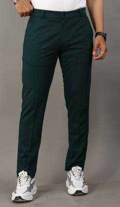 COMBRAIDED Regular Fit Men Dark Green Trousers