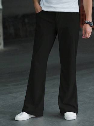 METRONAUT Flared Men Black Trousers