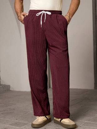 COMBRAIDED Loose Fit Men Maroon Trousers