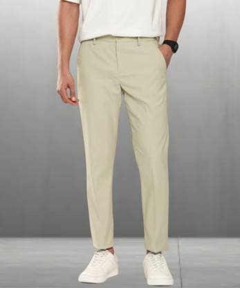 SYLZON Slim Fit Men Light Green Trousers
