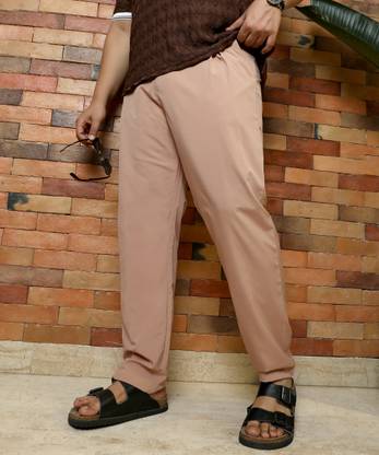 Instafab Plus Relaxed Men Beige Trousers
