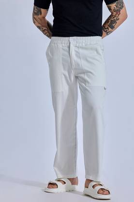 Tribe Loose Fit Men White Trousers