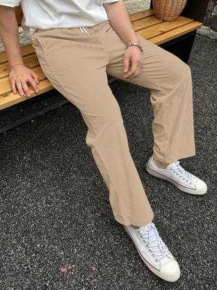COMBRAIDED Loose Fit Men Beige Trousers