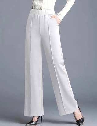 deslizar Regular Fit, Relaxed Women White Trousers