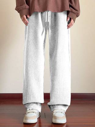 Rajovati Loose Fit Men White Trousers