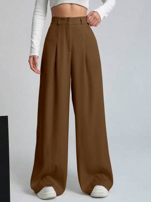 Aahwan Straight Fit Women Brown Trousers