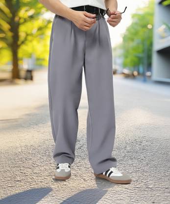 Urbano Fashion Loose Fit Men Grey Trousers