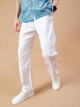 LIMEROAD Regular Fit Men White Trousers