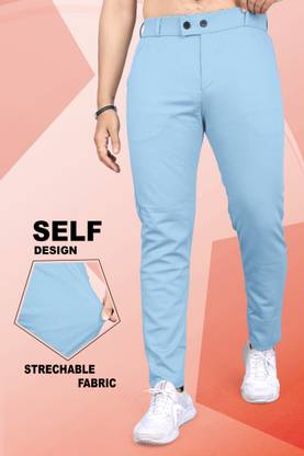 INDICLUB Slim Fit Men Light Blue Trousers