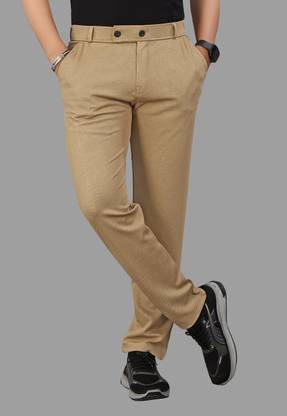 COMBRAIDED Slim Fit Men Khaki, White Trousers