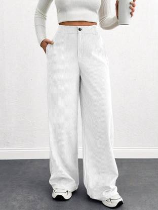 Herway Loose Fit Women White Trousers