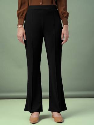 FUBACK Regular Fit Women Black Trousers