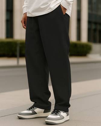 METRONAUT Solid Men Black Track Pants