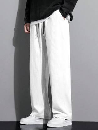 Rajovati Loose Fit Men White Trousers